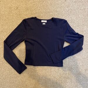 Aritzia Babaton Contour Cropped Long Sleeve, size L, Navy